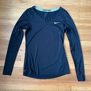 2x Nike Pro Long Sleeve Dri Fit Athletic Tops